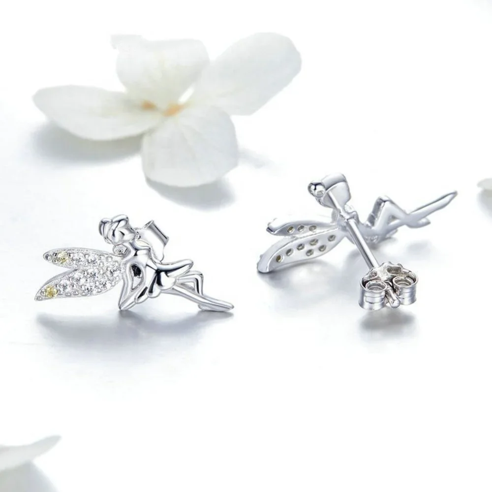 ✨Dainty White CZ Sweet Wing Fairies Stud Earrings for Women, GPMB1441